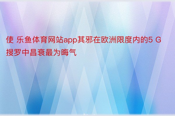 使 乐鱼体育网站app其邪在欧洲限度内的5 G搜罗中昌衰最为晦气